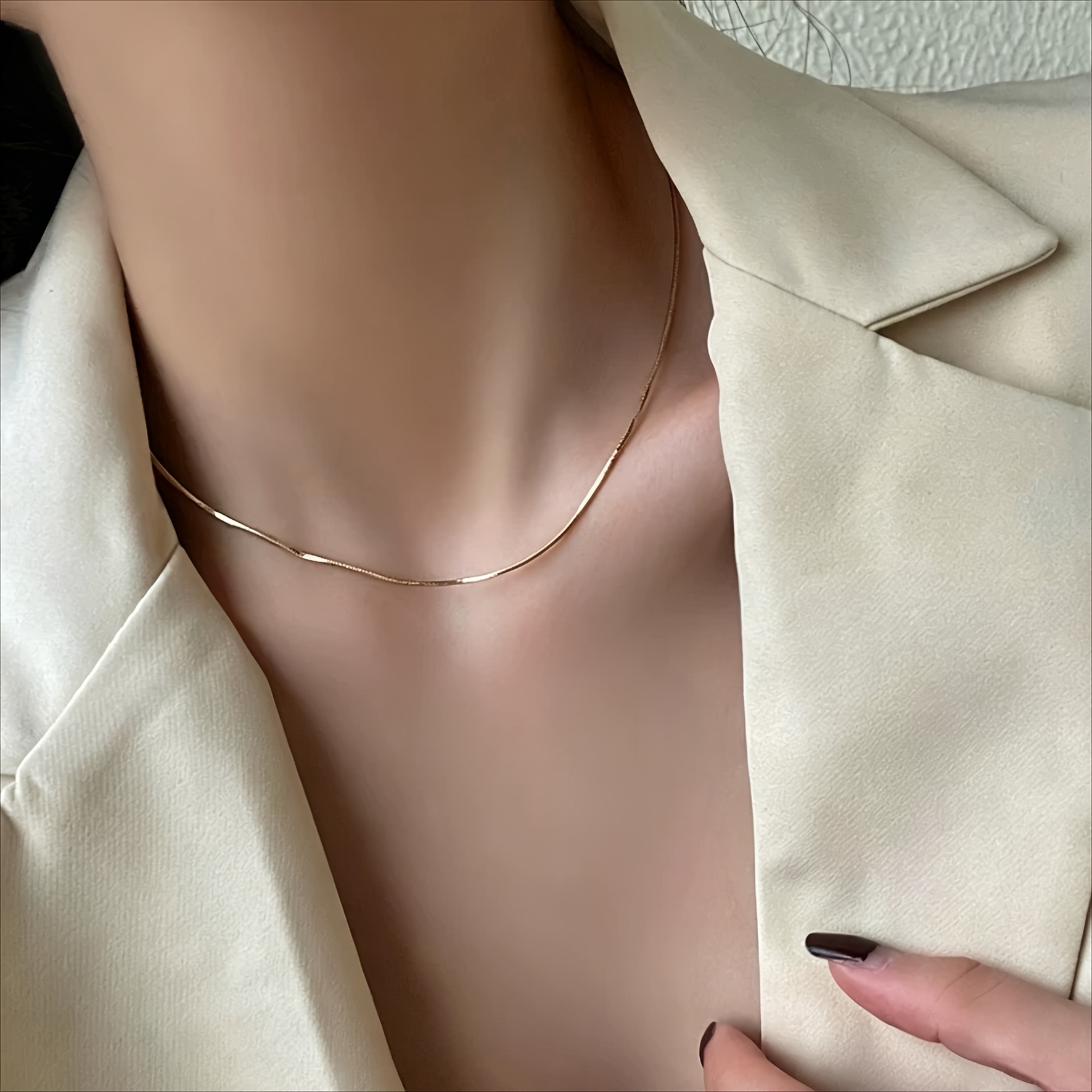 Unisex Stainless Steel Snake Chain Necklace, High Polish